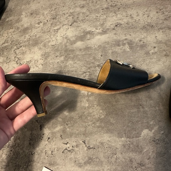 Chanel Silver Logo Black Kitten Heels - Picture 8 of 11